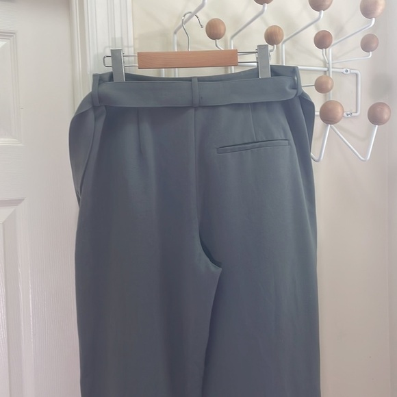 Oak + Fort - Tie Front Flowy Pants - Green Grey Neutral - Size 10 - Picture 8 of 16